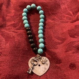 ANTIQUED TURQUOISE & SILVER BRACELET ~ NEW